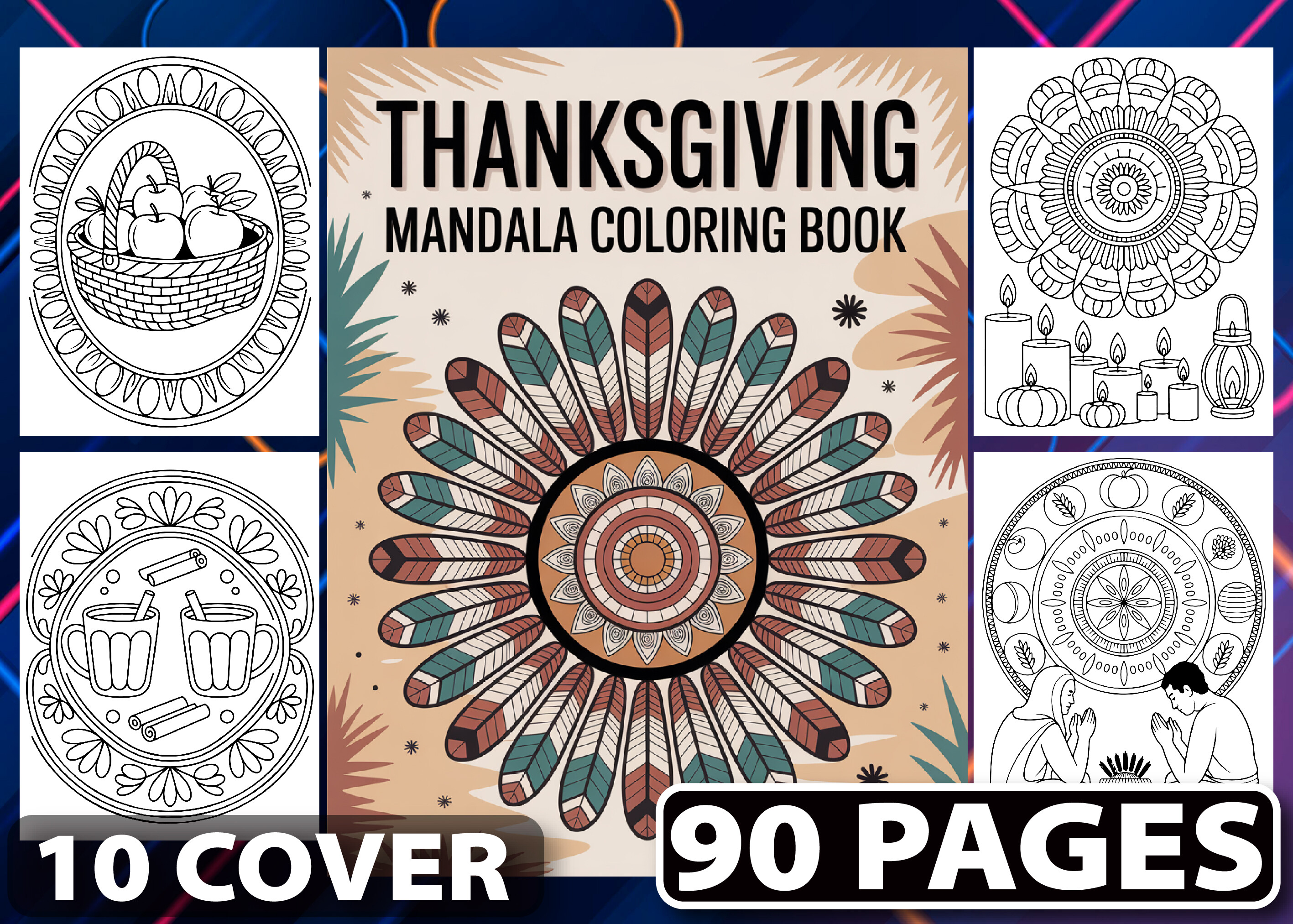 90 Thanksgiving Mandala Coloring Pages