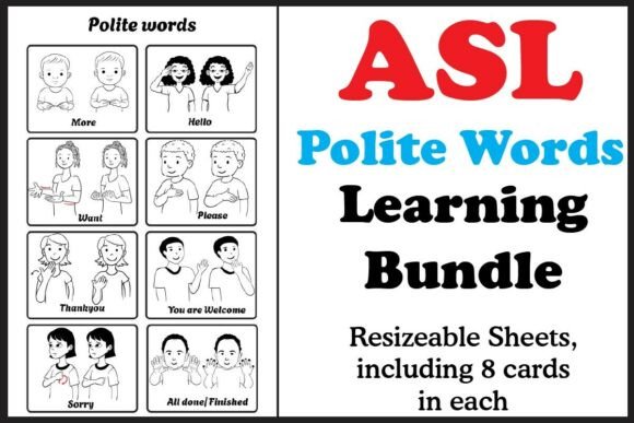 ASL Polite Words Flash Cards