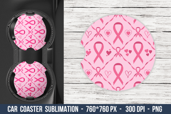 Breast Cancer Car Coaster
