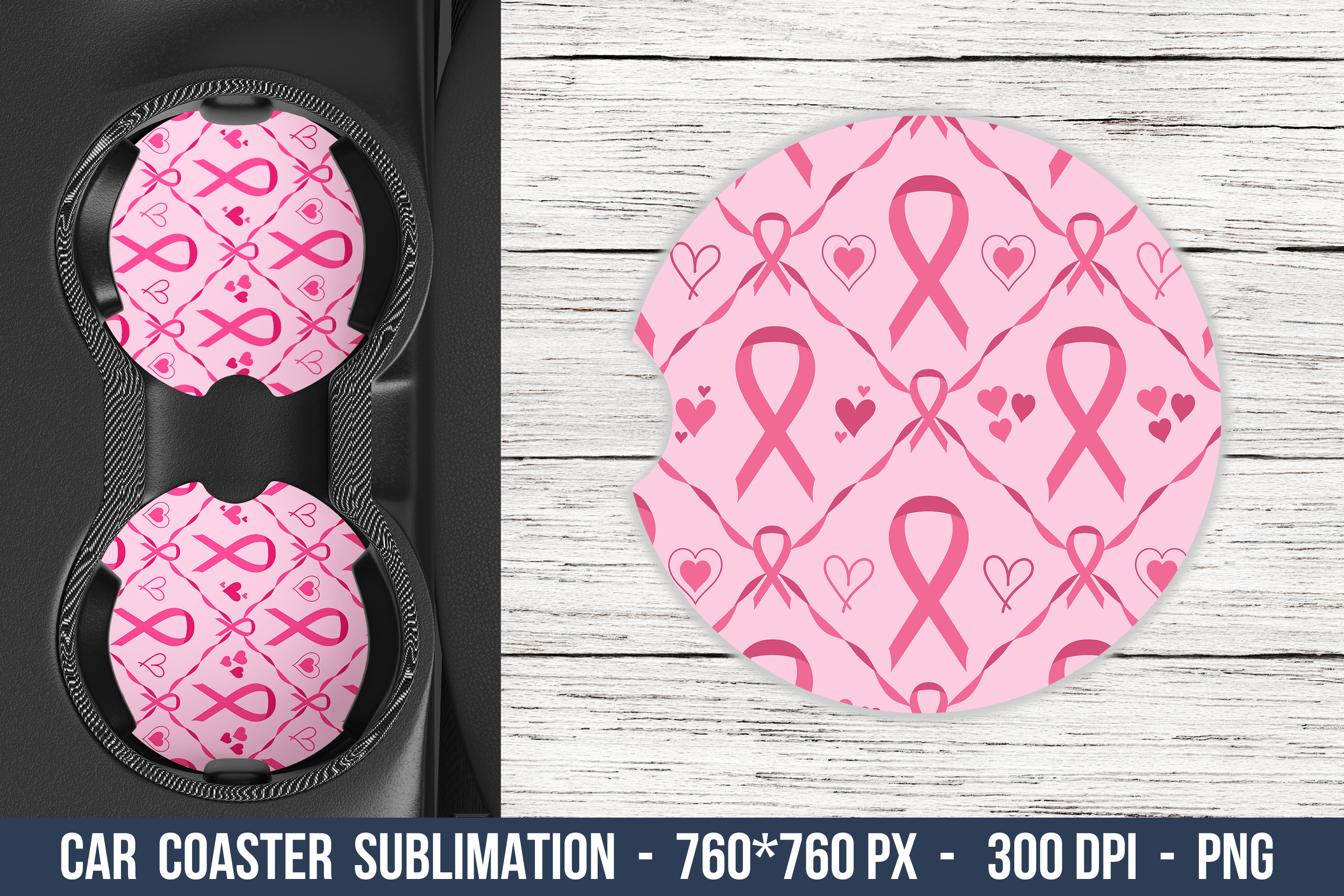 Breast Cancer Car Coaster