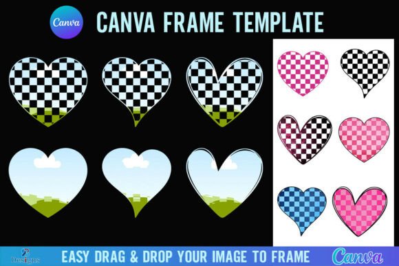 Checkerboard checkered heart Canva frame design