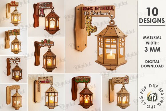 Christmas Lantern Wall Decors Bundle laser cut file