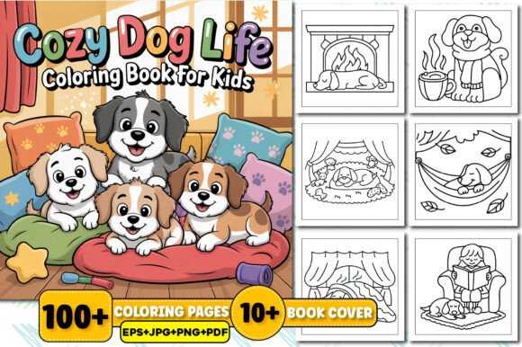 Cozy Dog Life Coloring Book for Kids