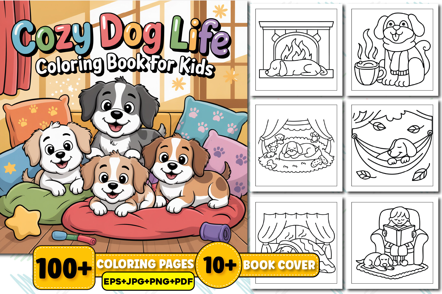 Cozy Dog Life Coloring Book for Kids