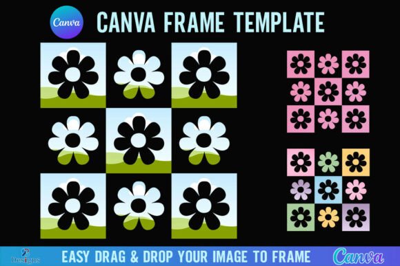 Daisy Checkered Flower Canva Frame Flora