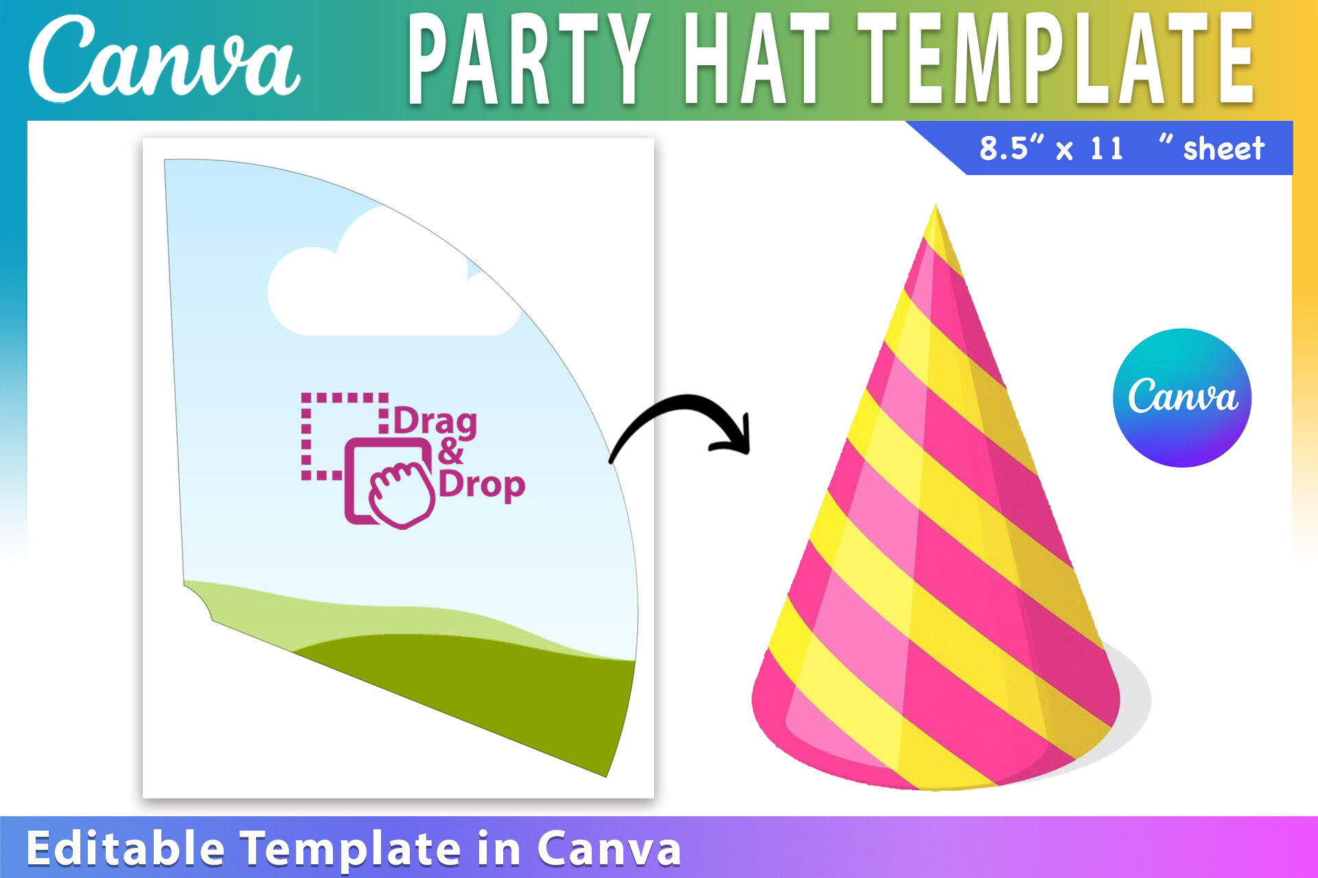 Editable Canva Party Hat Template
