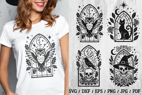 Halloween Gothic Stained Glass SVG Files