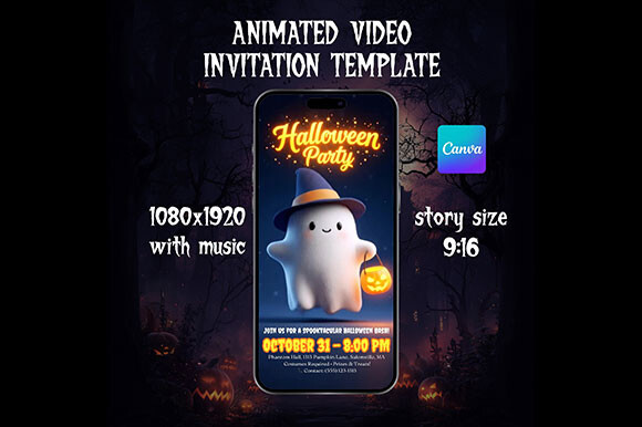 Halloween Invite Video Canva Template
