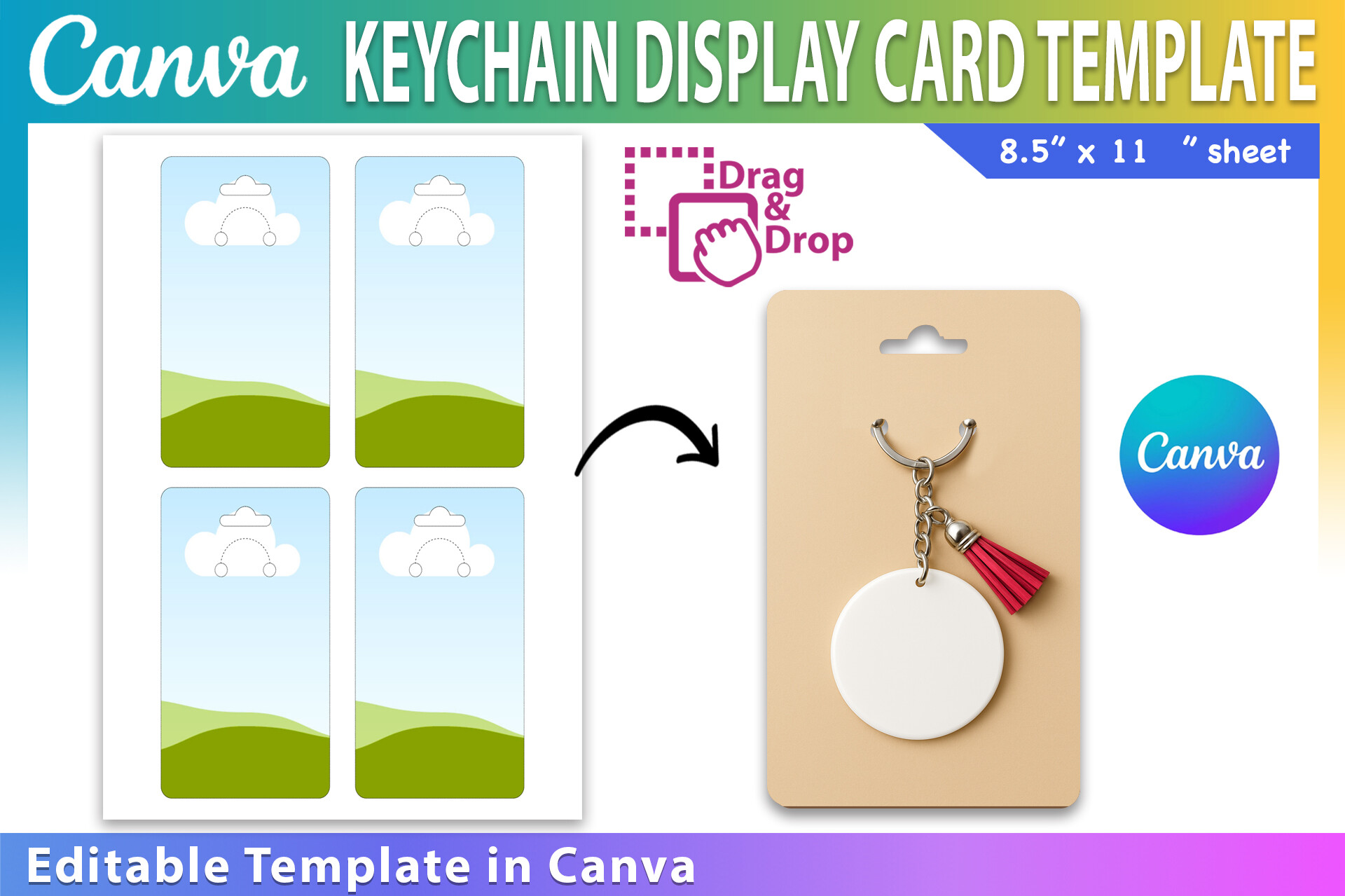 Keychain Display Card Canva Template