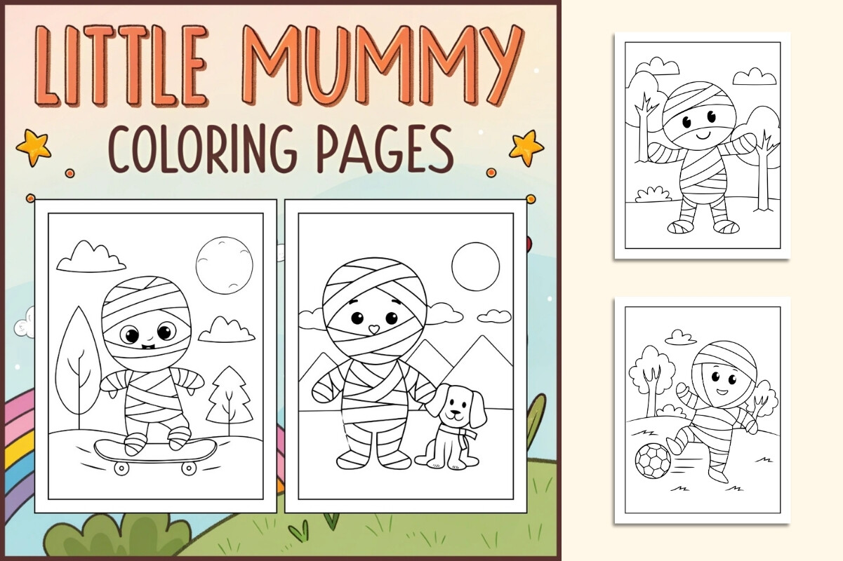 Little Mummy Coloring Pages for Kids