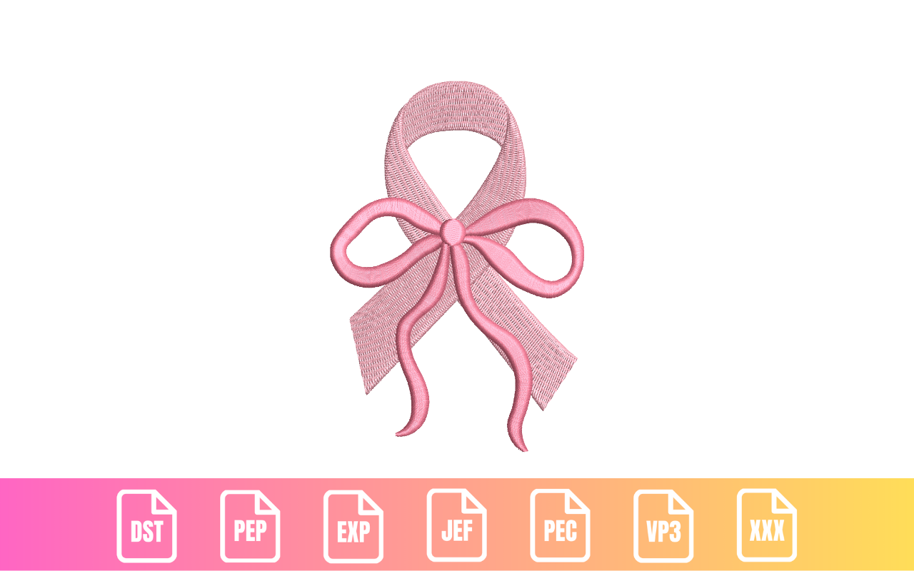 Pink Bow Ribbon Breast Cancer Awareness