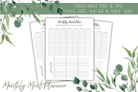 Printable Monthly Meal Planner with Groc