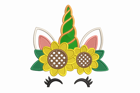 Sunflower Unicorn Face Applique