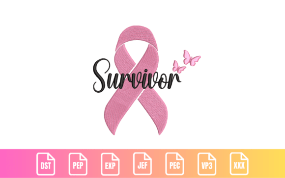 Survivor Pink Ribbon with Butterflies