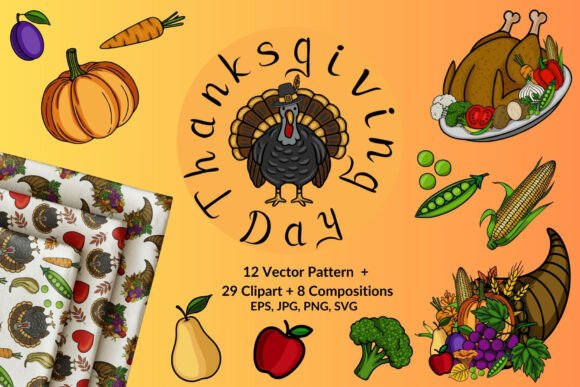 Thanksgiving Day Patterns Clipart