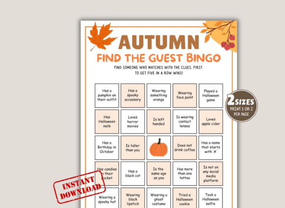 Autumn Find the Guest Bingo Game