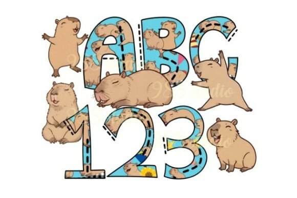 Capybara Alphabet Png Animal Number Font Graphic by 988 studio Jay ...