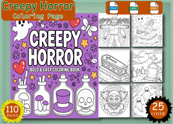 Creepy Horror Bold Easy Coloring Pages
