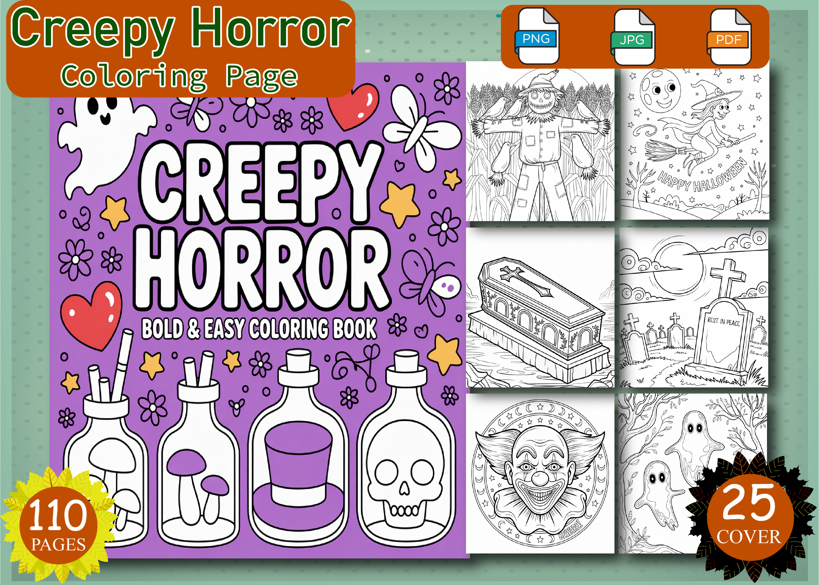 Creepy Horror Bold Easy Coloring Pages