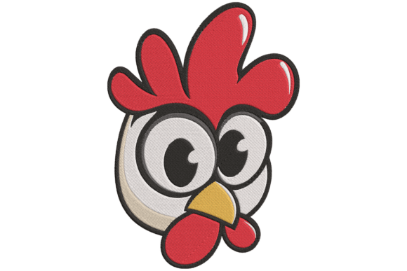 Curious Chicken Face with Big Eyes Applique
