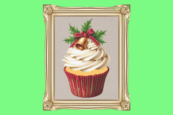 Festive Christmas Cupcake with Holly and