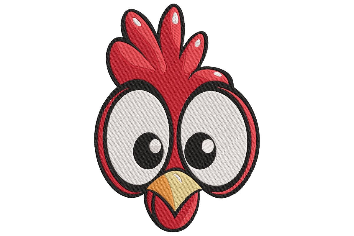 Googly-Eyed Chicken Face Applique