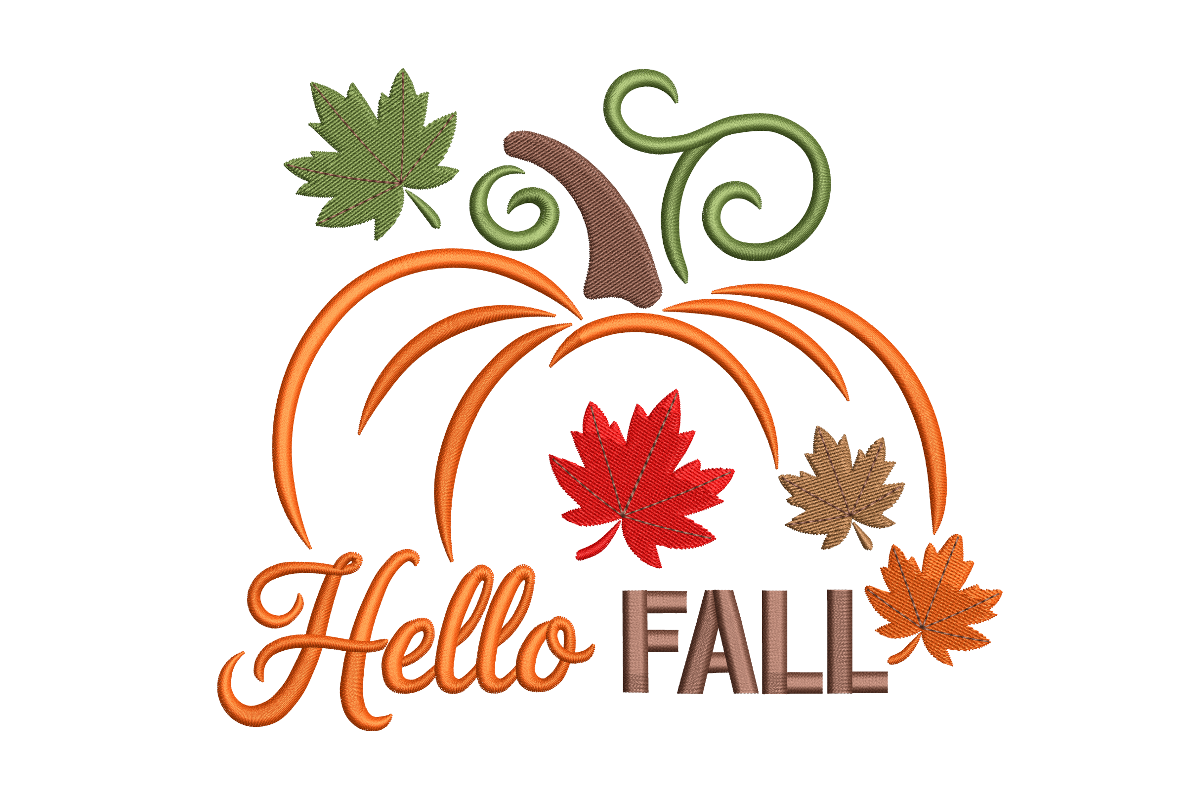 Hello Fall Pumpkin with Autumn Leaves