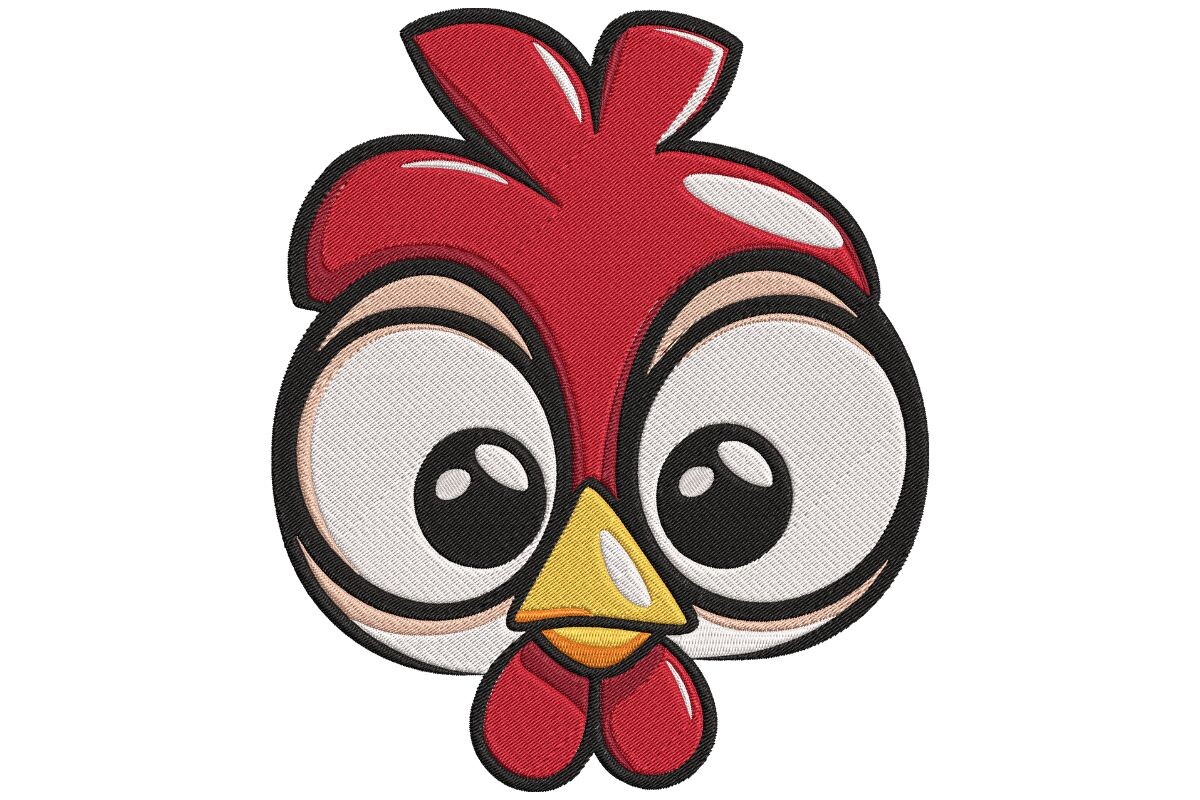 Innocent-Eyed Cartoon Rooster Applique