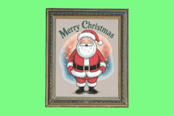 Jolly Santa Merry Christmas Cross-Stitch