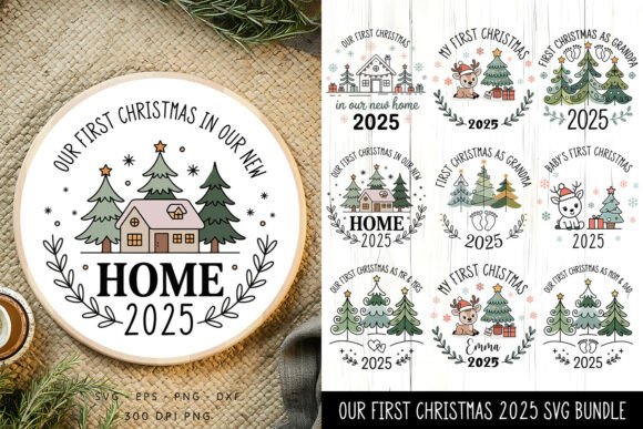 Our First Christmas 2025 Round Ornaments