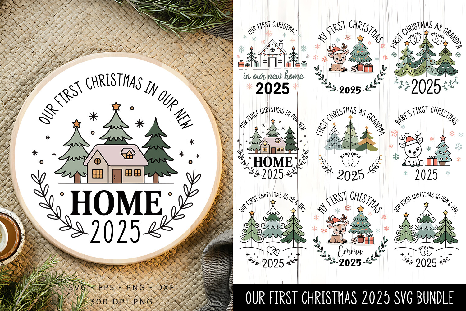 Our First Christmas 2025 Round Ornaments