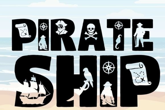 Pirate Ship Decorative Font By Crea8tivedezines
