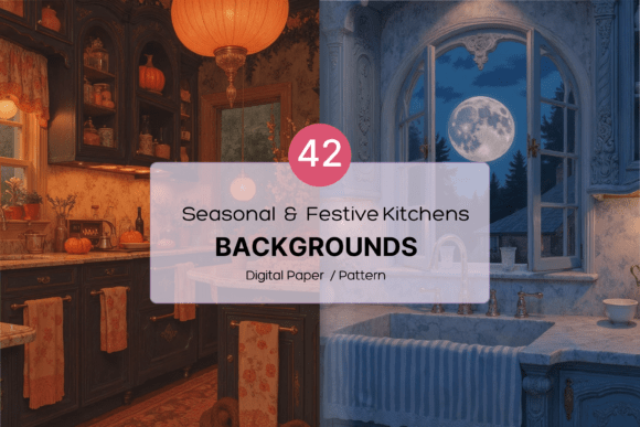 Seasonal & Festive  Kitchens Graphic Backgrounds By Cosmically Created