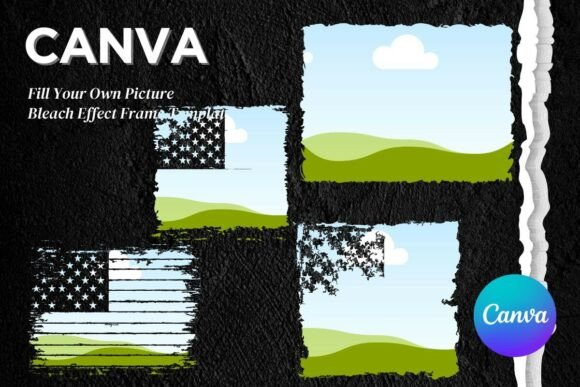 Torn Paper Ripped Canva Frame Template Graphic Photo Collage & Scrapbook Templates By nicharshop168