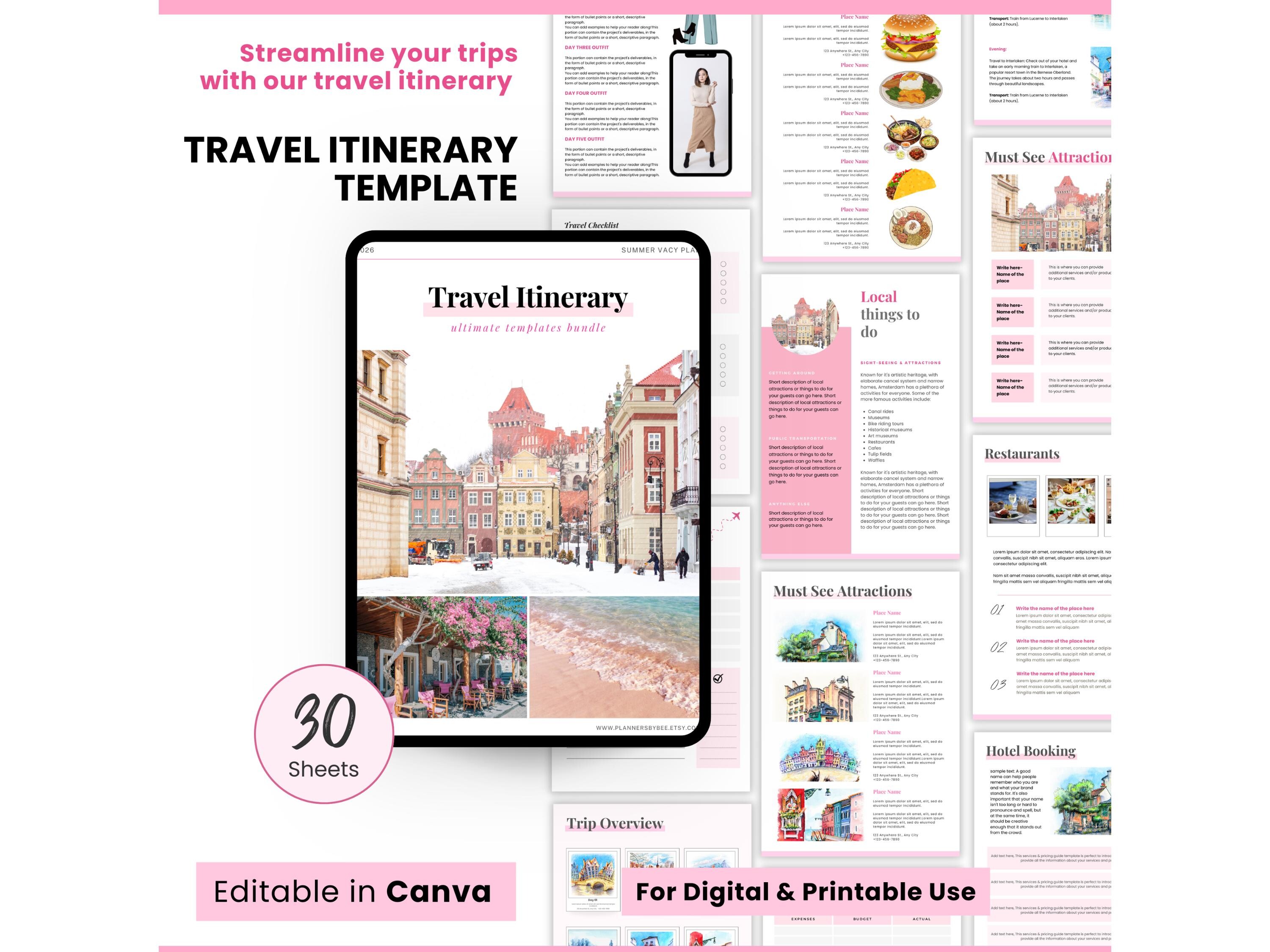 Travel Itinerary Planner: Canva Holiday