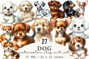 Watercolor Dog Clipart Graphic by DreamArt · Creative Fabrica