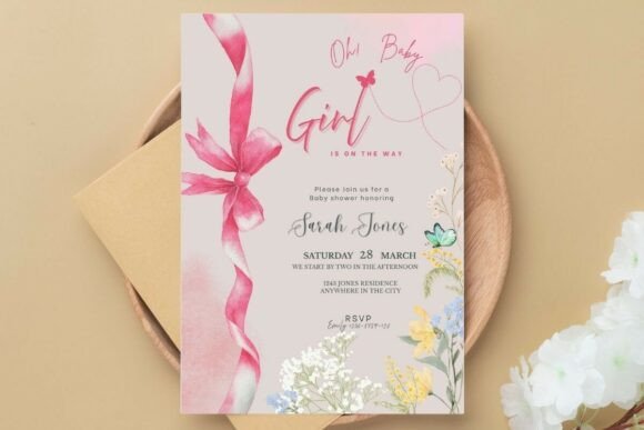 Baby Girl Baby Shower Invite Canva Edit