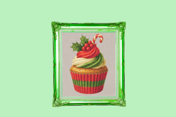 Festive Christmas Cupcake Cross Stitch P