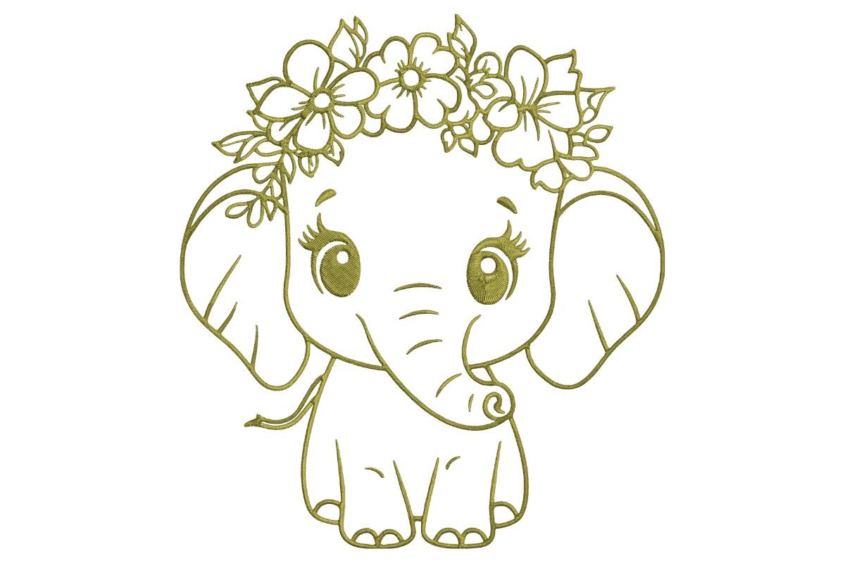 Golden Boho Baby Elephant Illustration
