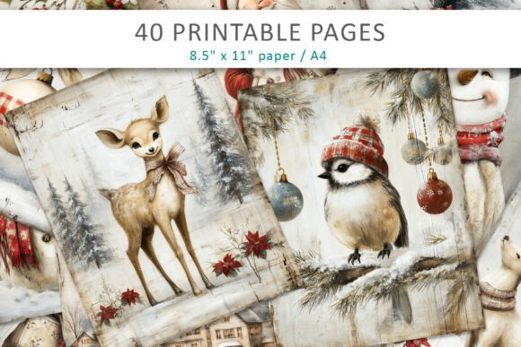 Grunge Christmas Junk Journal Pages