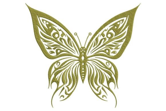 Mystical Green Butterfly Art Bugs & Insects Embroidery Design By Nutty Creations
