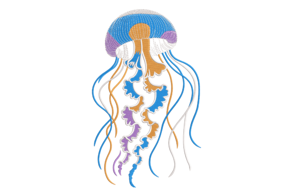 Neon Jellyfish Ryby i Muszle Projekt haftu Przez AliEmbroidery