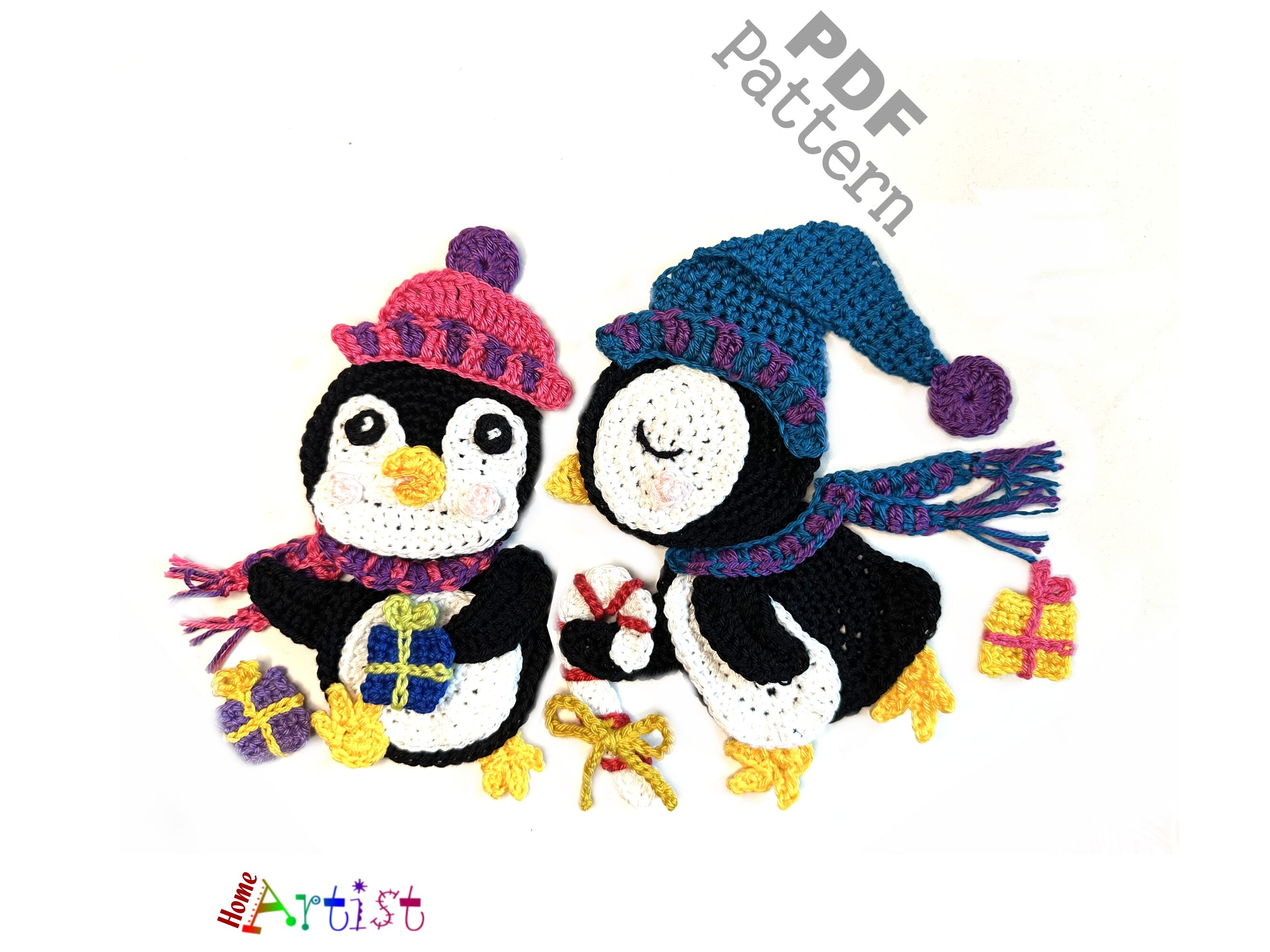 Penguin Duo Crochet Applique Pattern