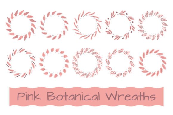 Pink Botanical Wreaths PNG Clipart