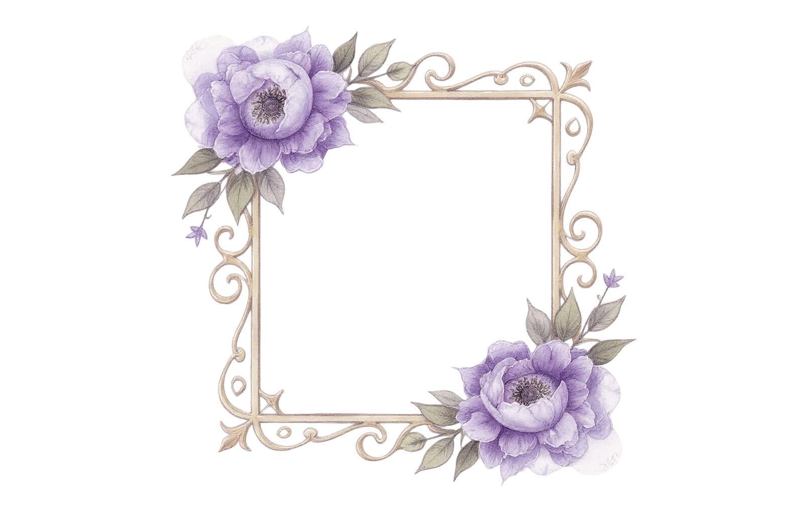 Purple Floral Square Frame Clipart