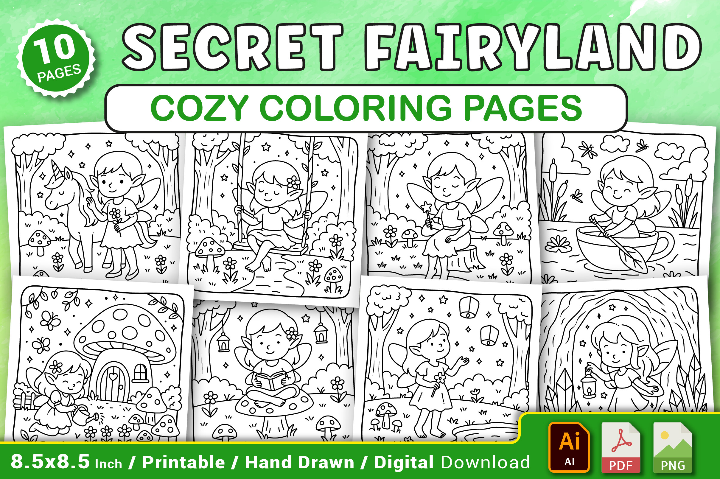 Secret Fairyland Cozy Coloring Pages