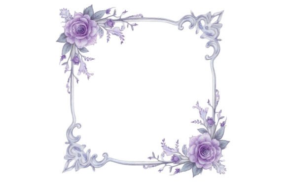 Vintage Floral Frame Purple Rose