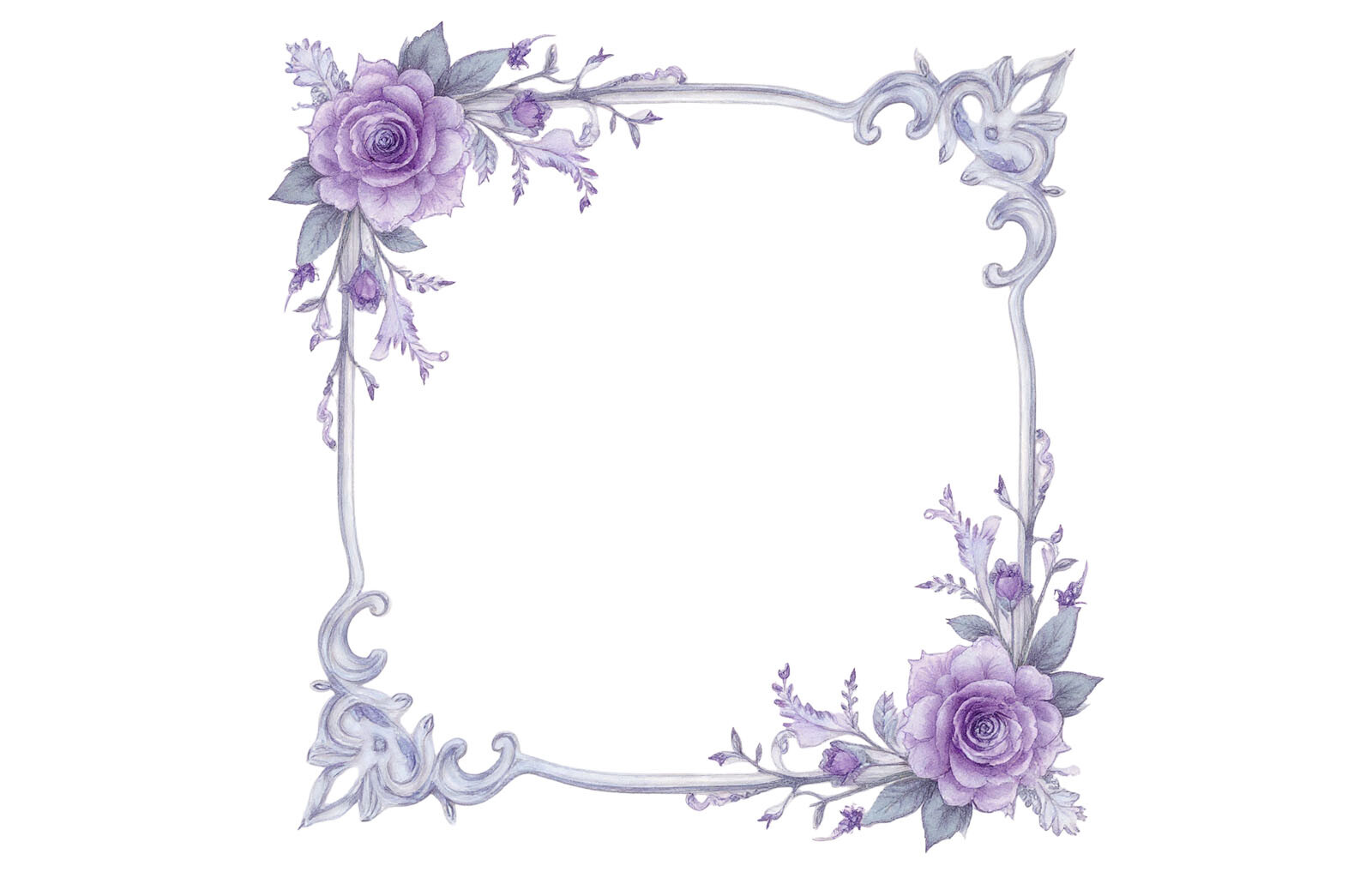 Vintage Floral Frame Purple Rose
