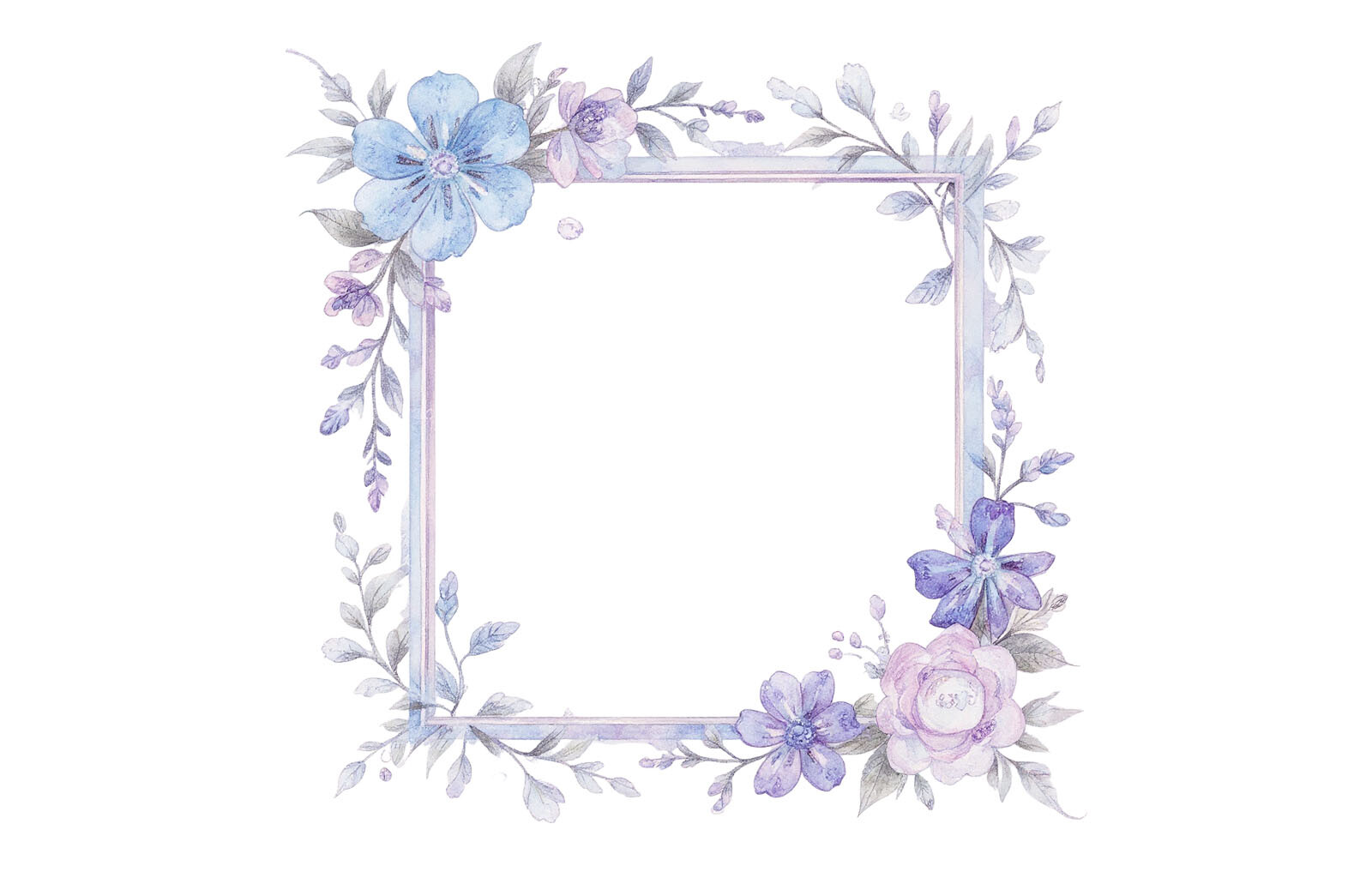 Watercolor Floral Square Frame Design