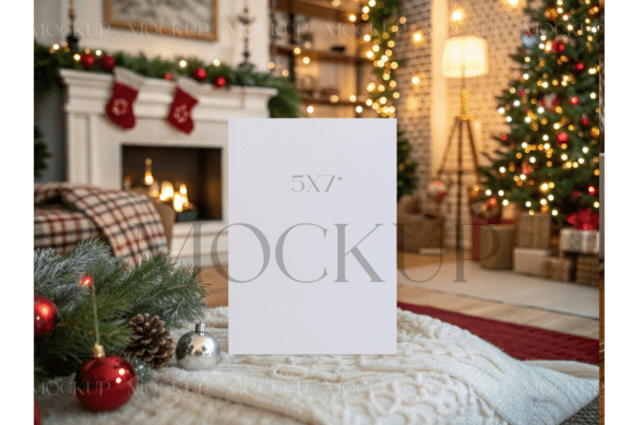 Christmas Card Mockup on Cozy Blanket